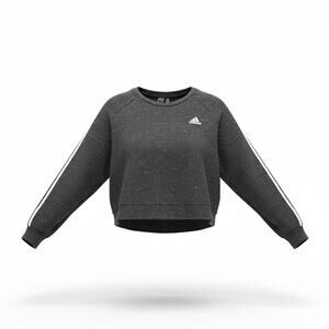 Adidas Cropped Crewneck 3 Stripe Pullover Fleece Interior Size Small